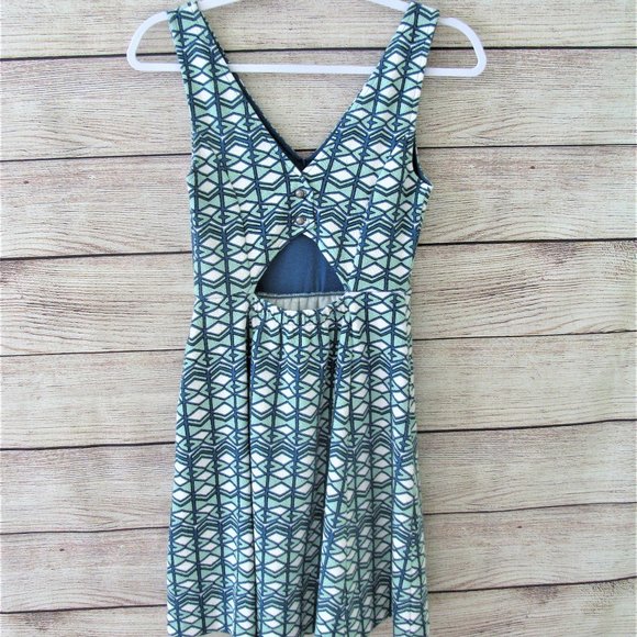 Maeve Blue/Green Geometric Cut-out dress - Picture 4 of 8